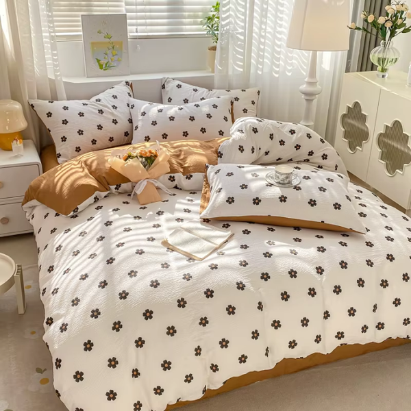 Brown Two Tone Daisy Bedding Set