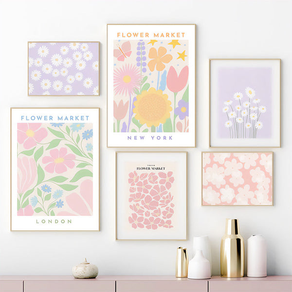 Pastel Flowers Canvas Poster